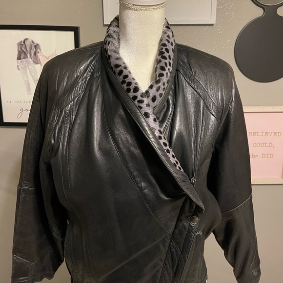 Marc Buchanan for Tannery West Vintage Leather and Fur Wide Collar Style Jacket - Picture 10 of 16